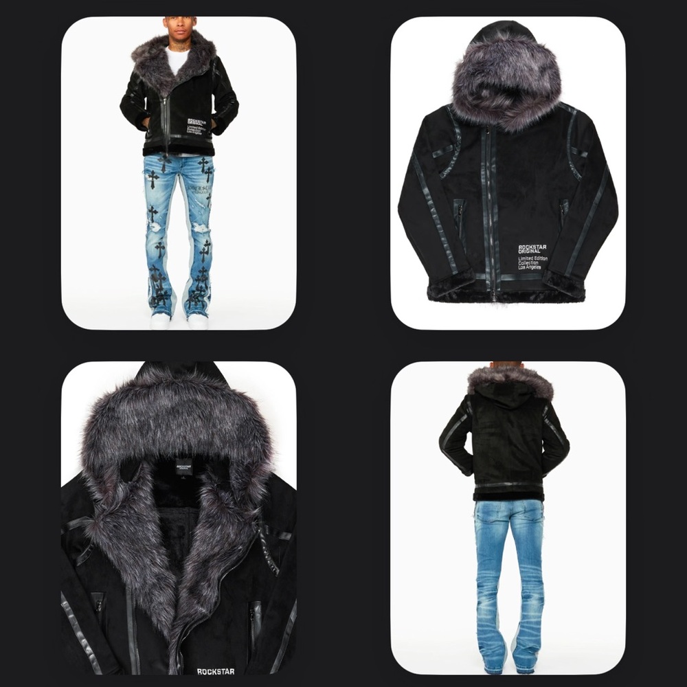 Biker/Aviator Faux Fur Jacket